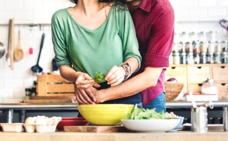 54307337 - couple cooking hobby liefstyle concept